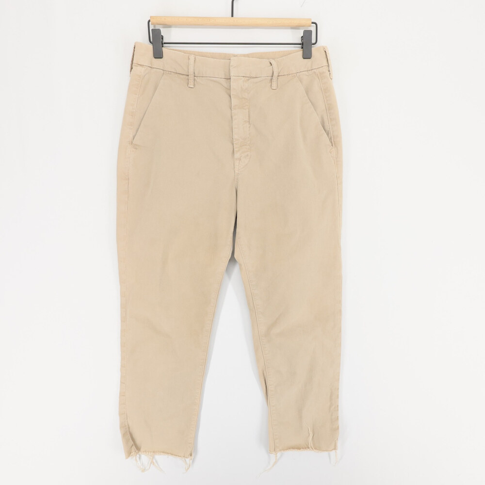 Mother The Shaker Prep Fray Pants Womens 26 Beige Chino Cropped Raw Hem Stretch